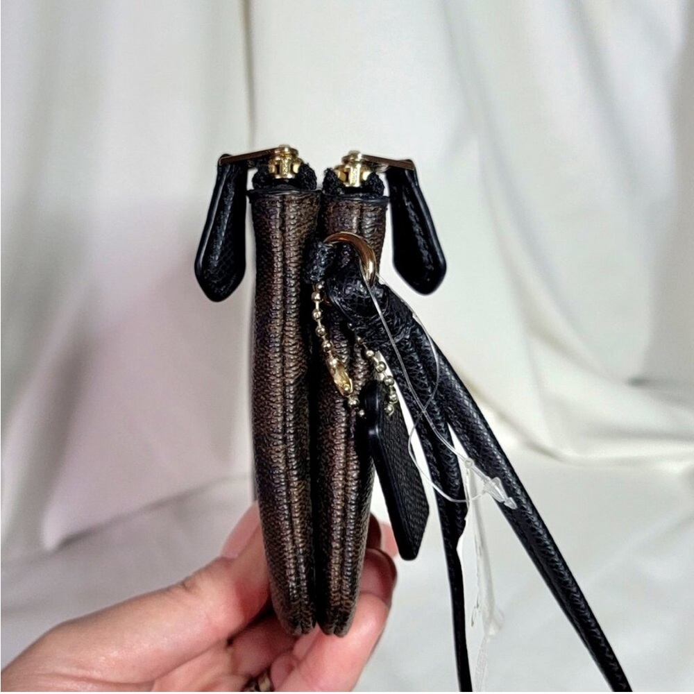 Coach Brown & Black DOUBLE Zip Wristlet - Picture 6 of 9